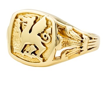 9ct gold Welsh Dragon Signet Ring size Y